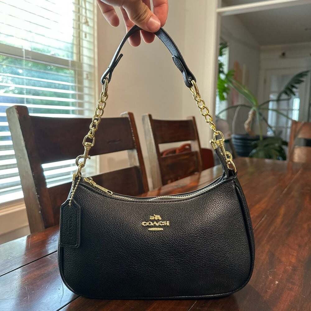Coach Teri Black Pebbled Leather Shoulder Bag